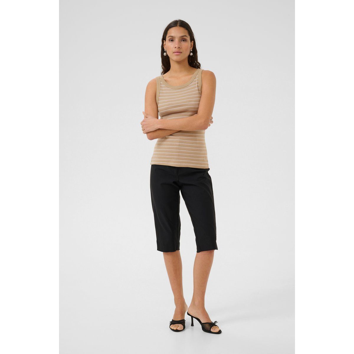 Jerseytop Slim fit Ova chincilla tank beige