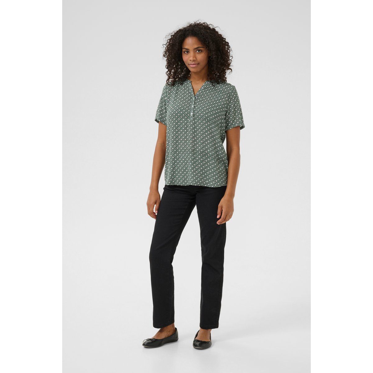 Kurzarm-Bluse Regular fit Grape Leaf dark green