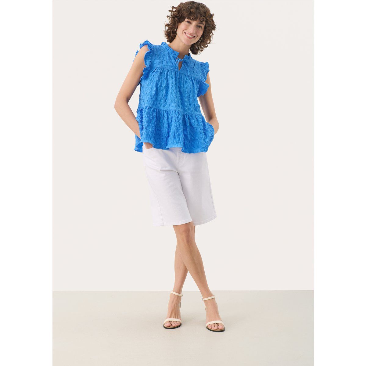 Ärmellose Bluse Gerade Passform Marina blue