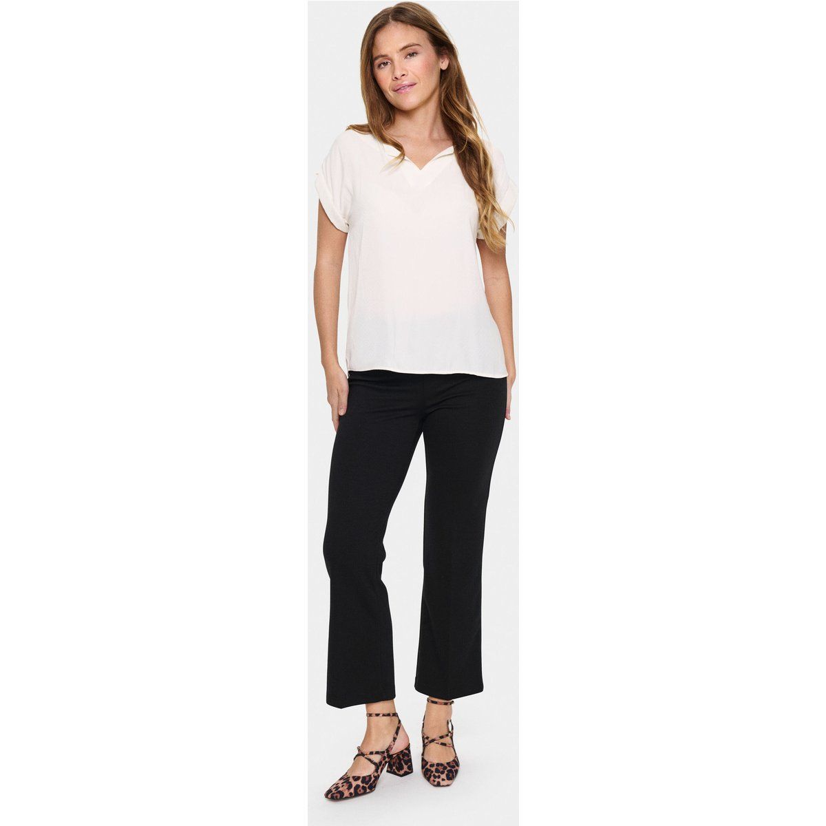 Kurzarm-Bluse Gerade Passform Ice white