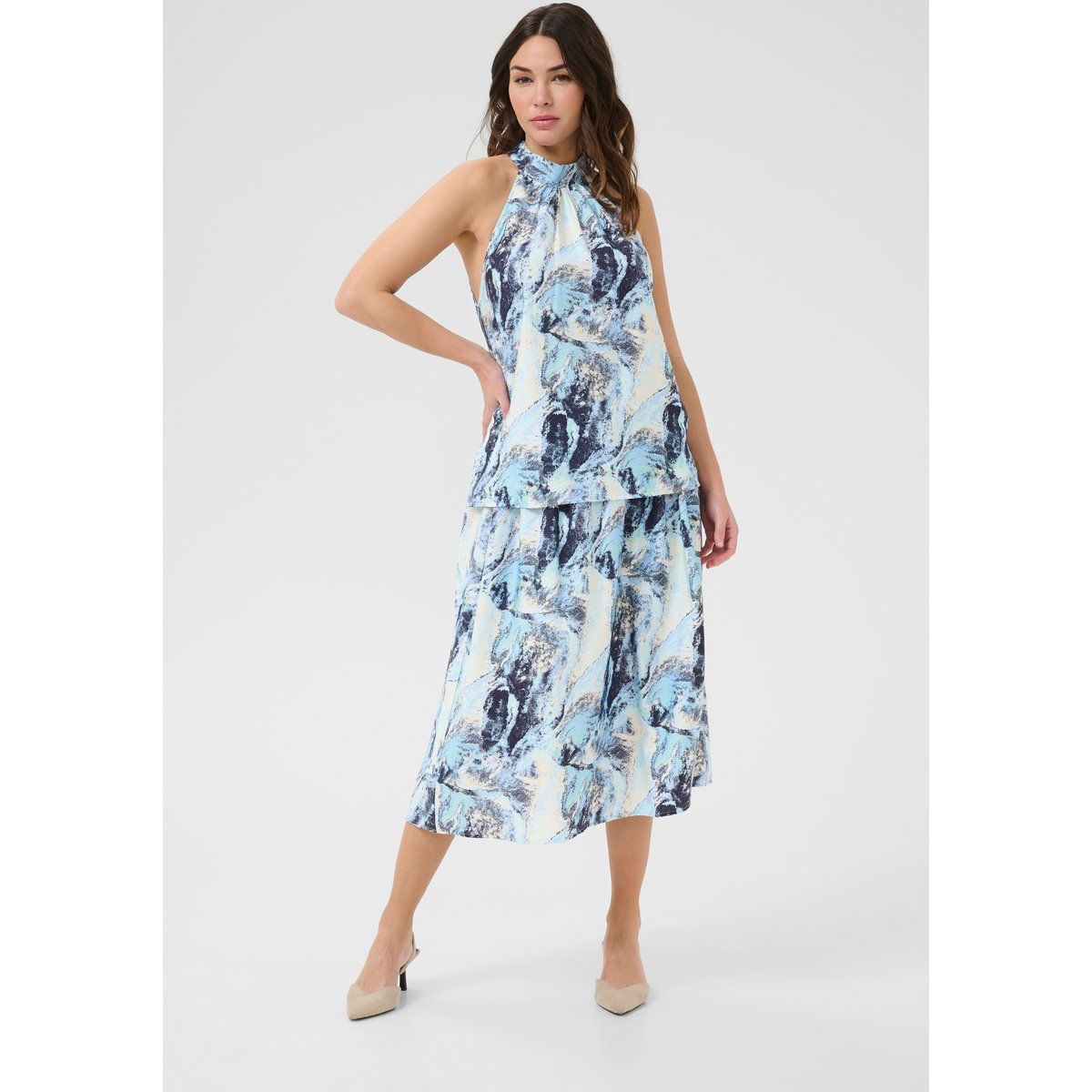Ärmellose Bluse A-shape Blue Organic Print blue