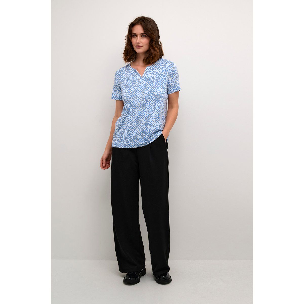 Kurzarm-Bluse Regular fit Ultramatine/Feather Gray Dot blue white