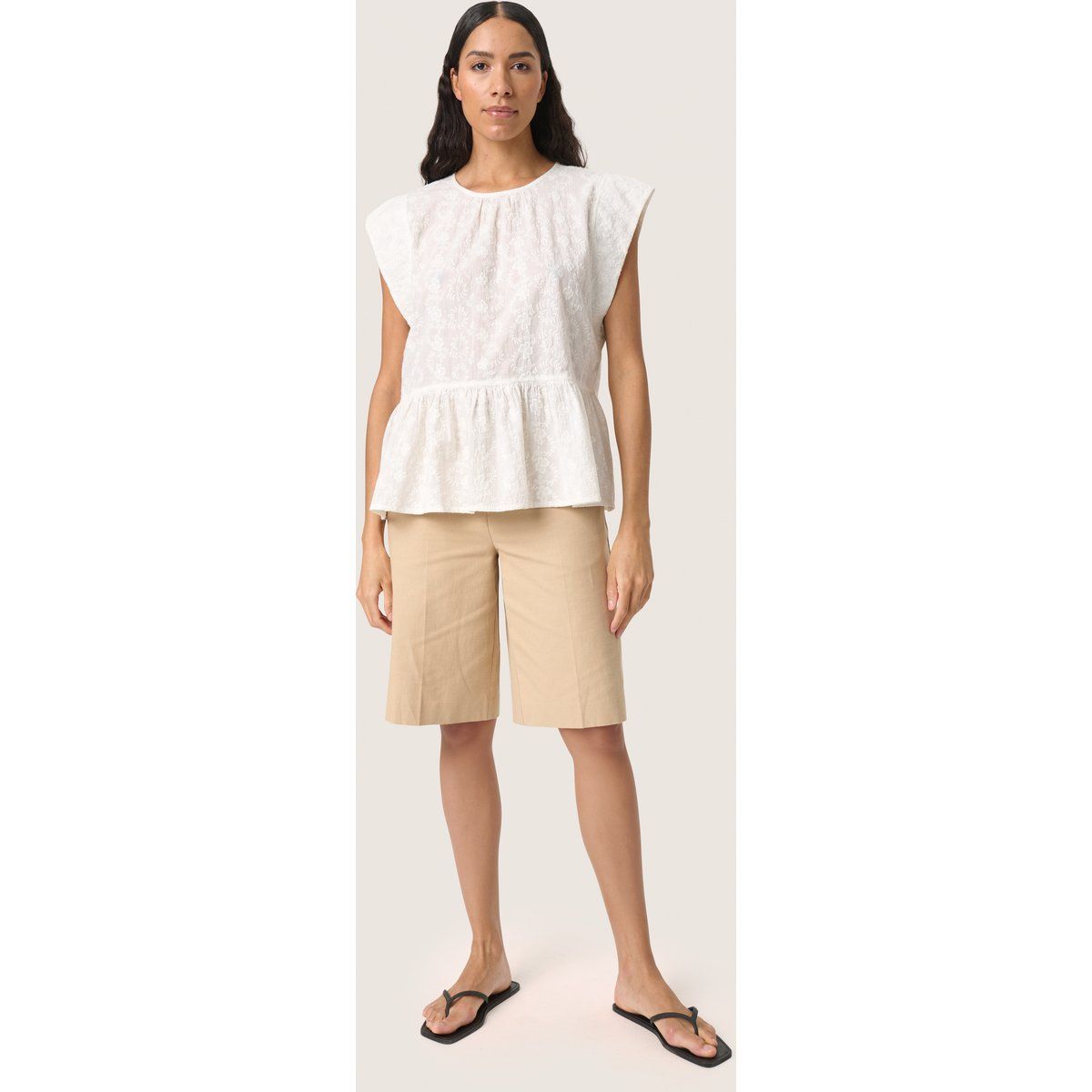 Kurzarm-Bluse Lockere Passform Broken White offwhite