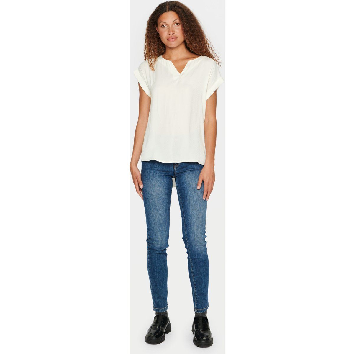 Ärmellose Bluse Classic fit Ice white
