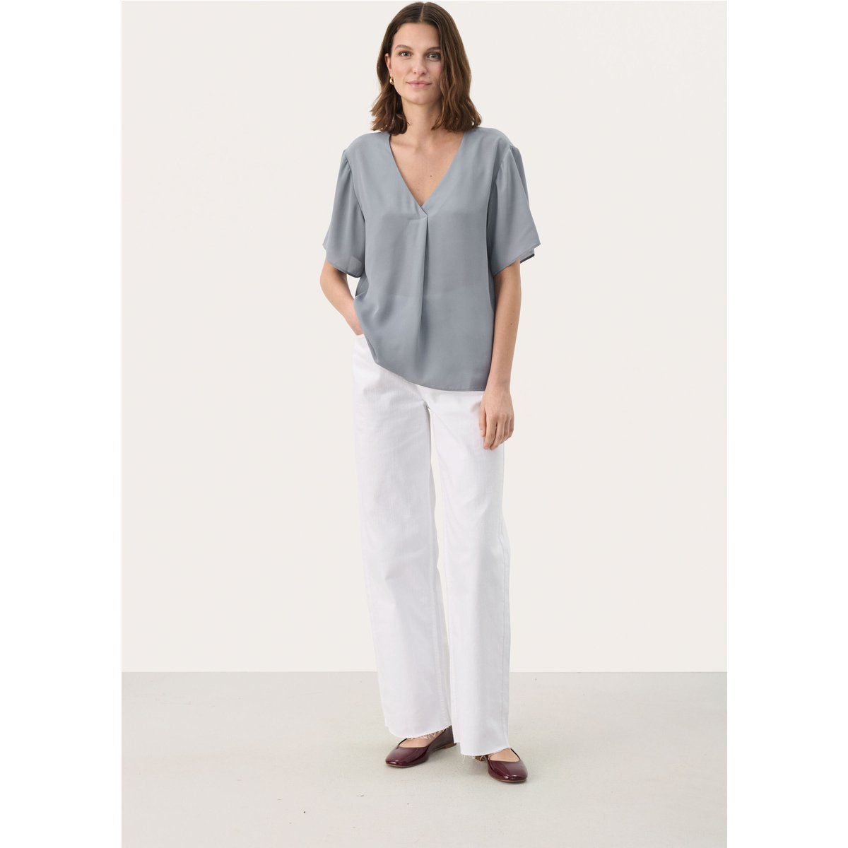 Kurzarm-Bluse Lockere Passform Tradewinds pale blue