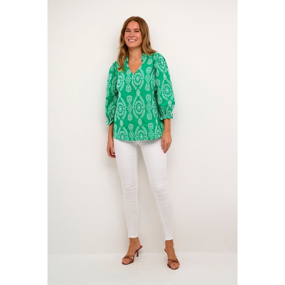 Kurzarm-Bluse Casual fit Holly Green