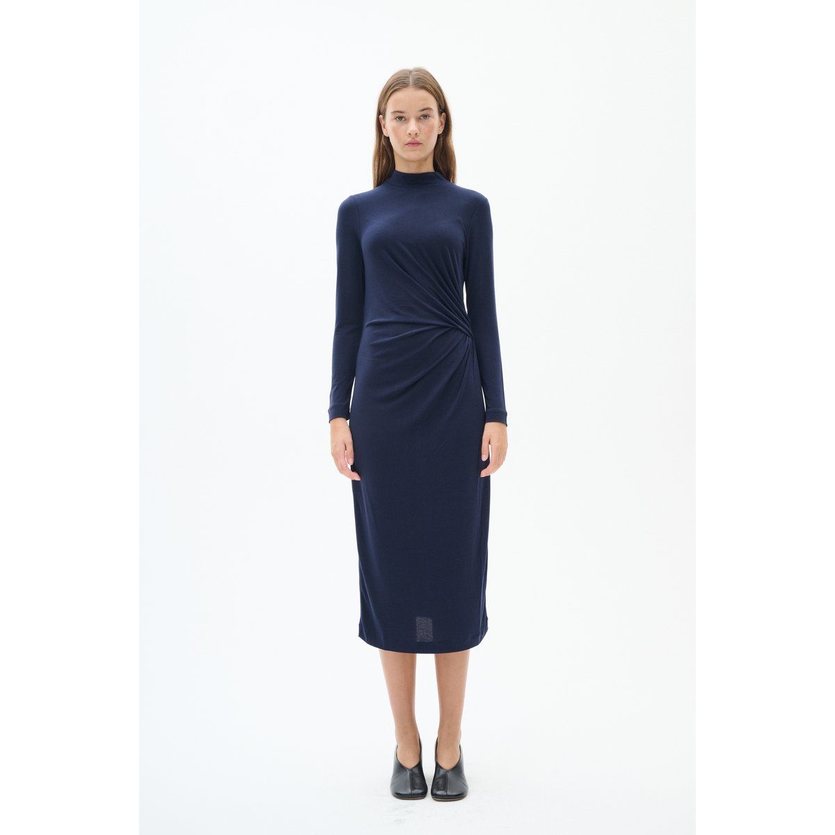 Elegantes Jersey-Midikleid mit Drapierung