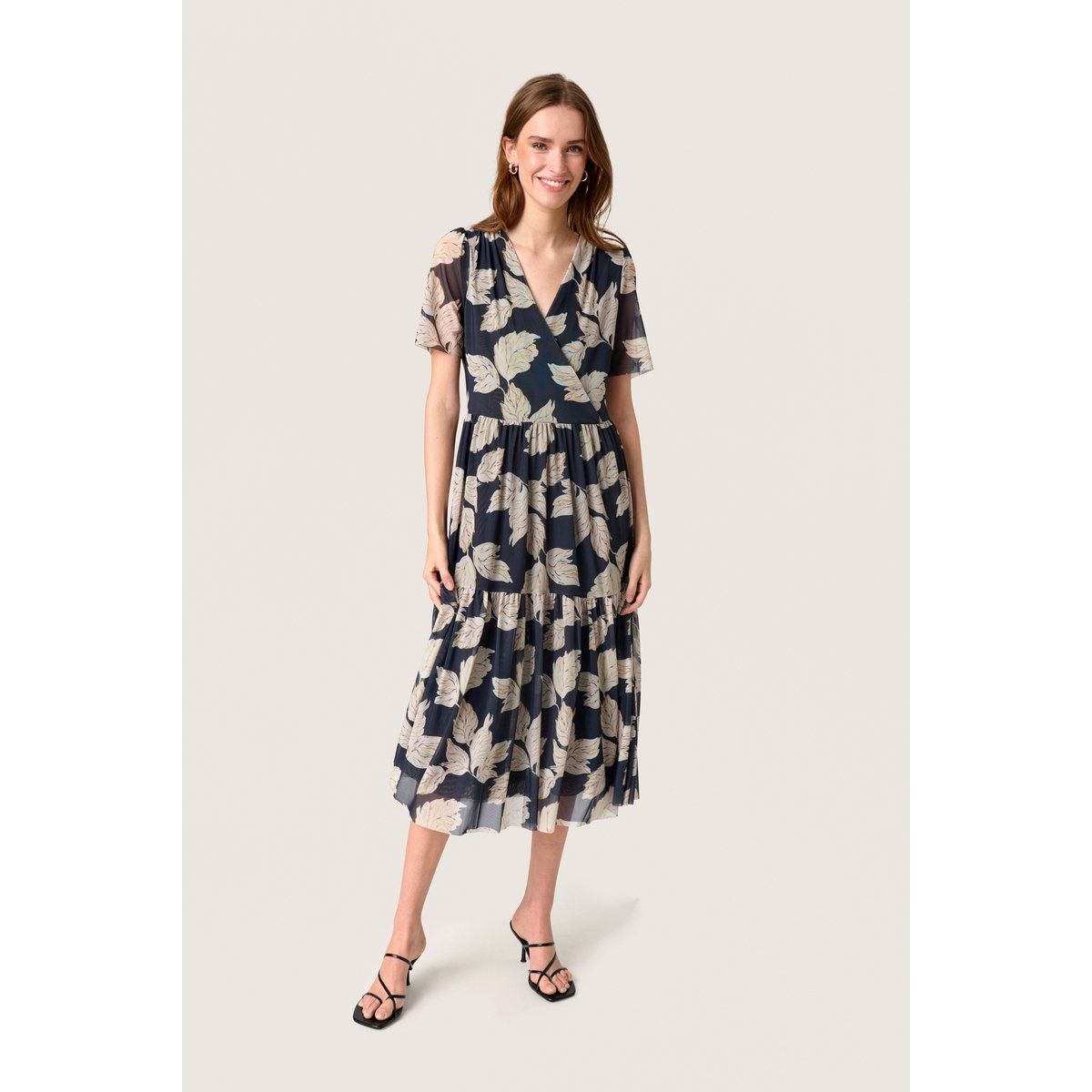 Jerseykleid Feminine Form Navy Leaf Print multicolour