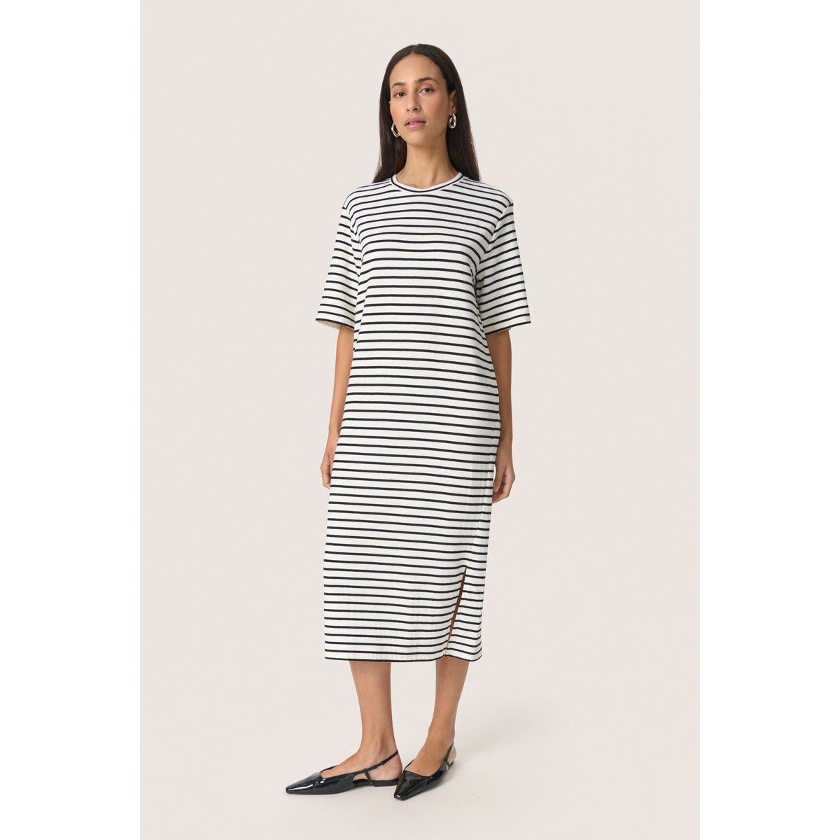 Jerseykleid Straight fit White and Black Stripe white black