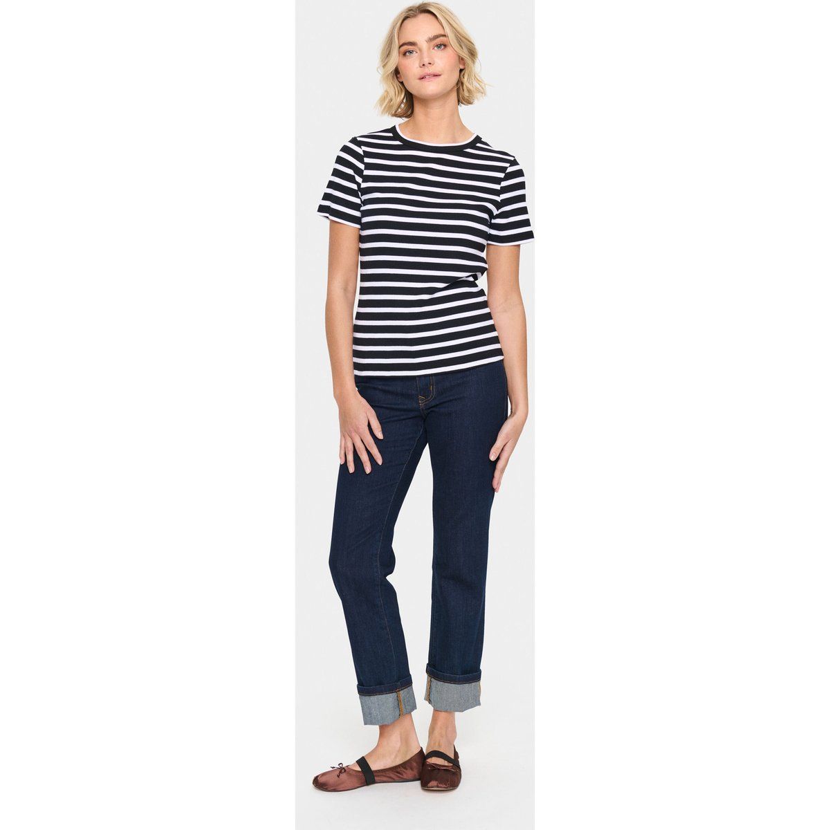 Klassisches gestreiftes Baumwoll-T-Shirt