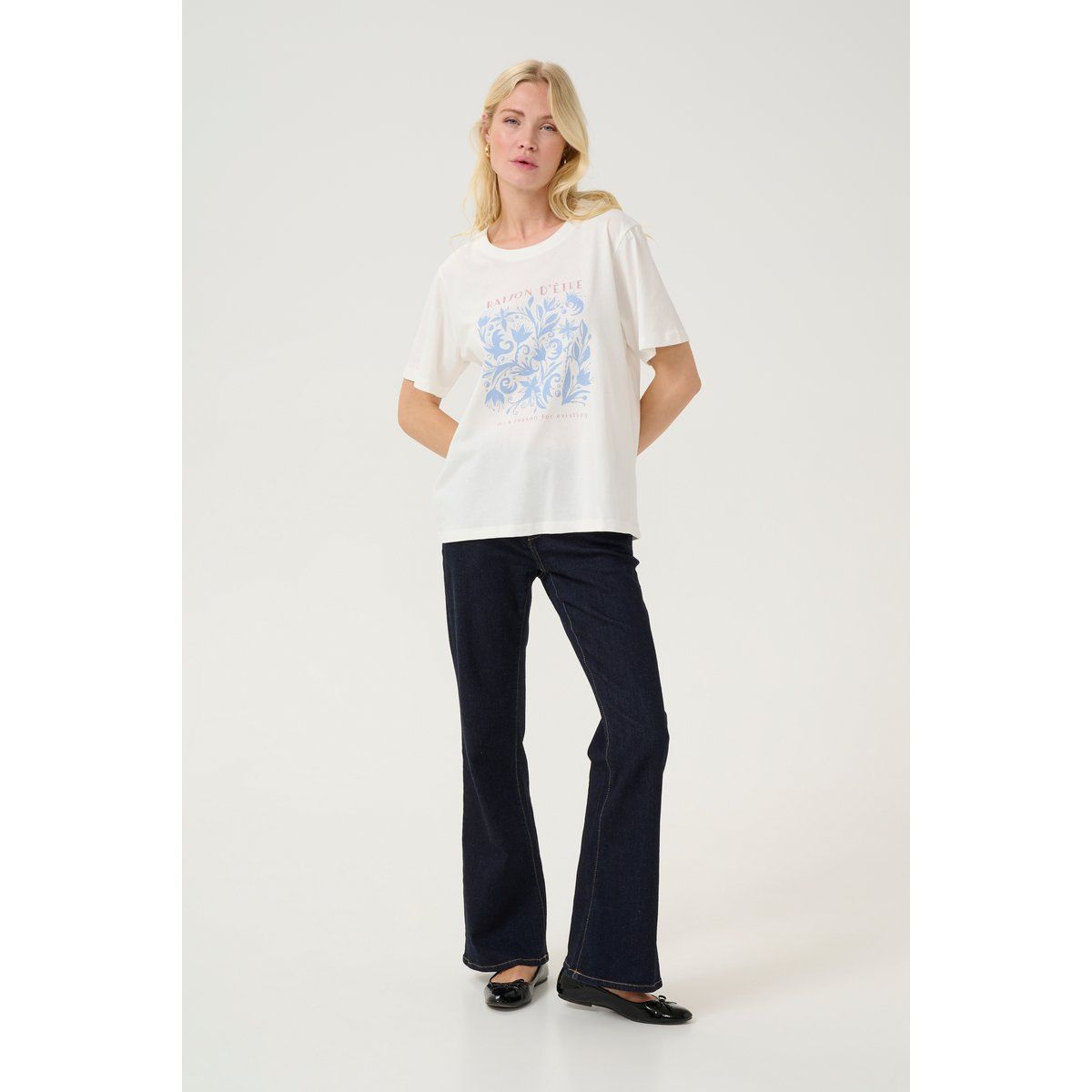 T-Shirt mit Blumengrafik und Boxy Fit