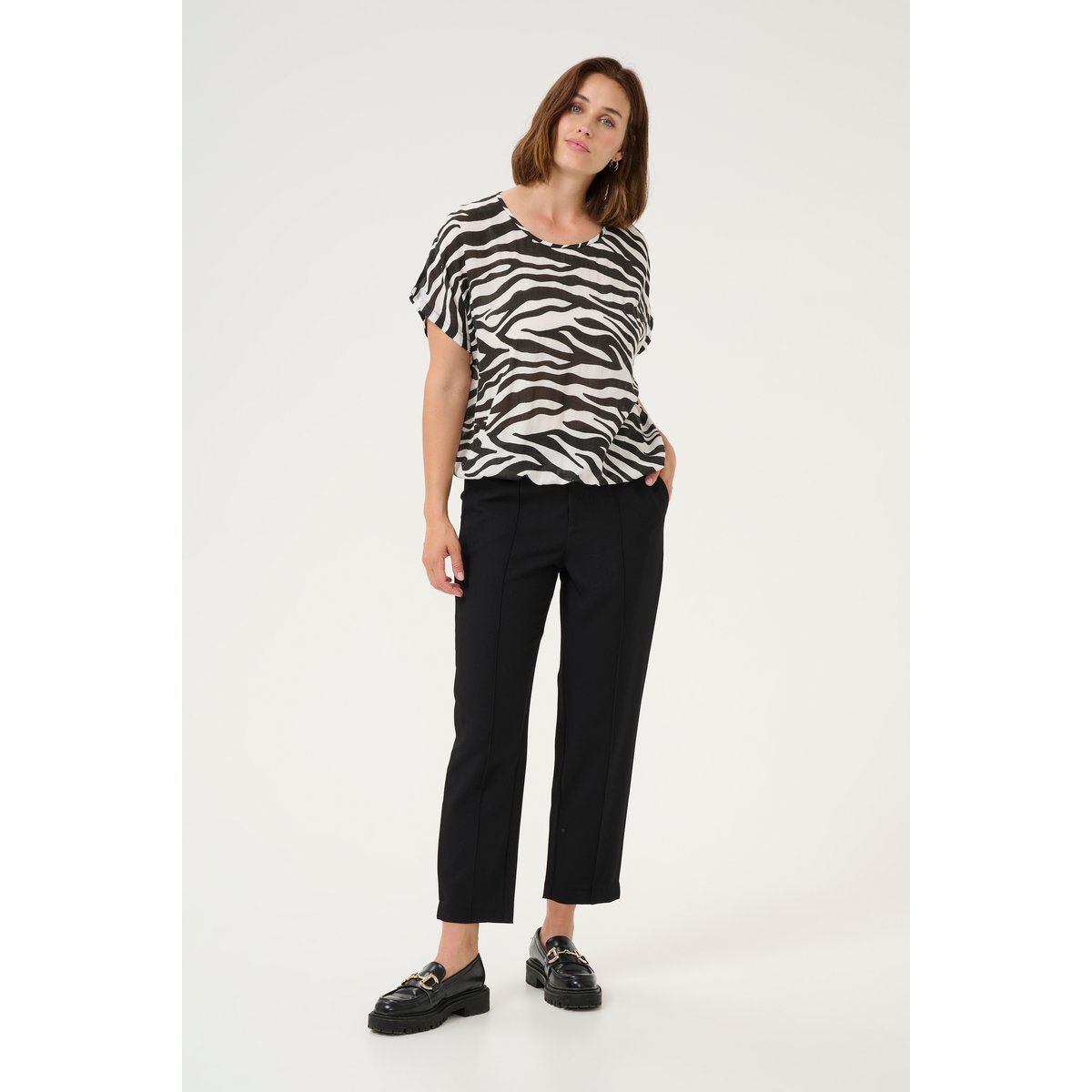 Ärmellose Bluse Loose fit Black/Chalk Animal Print