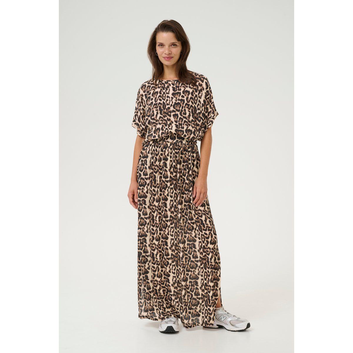 Ärmellose Bluse Loose fit Naturel Leopard Print