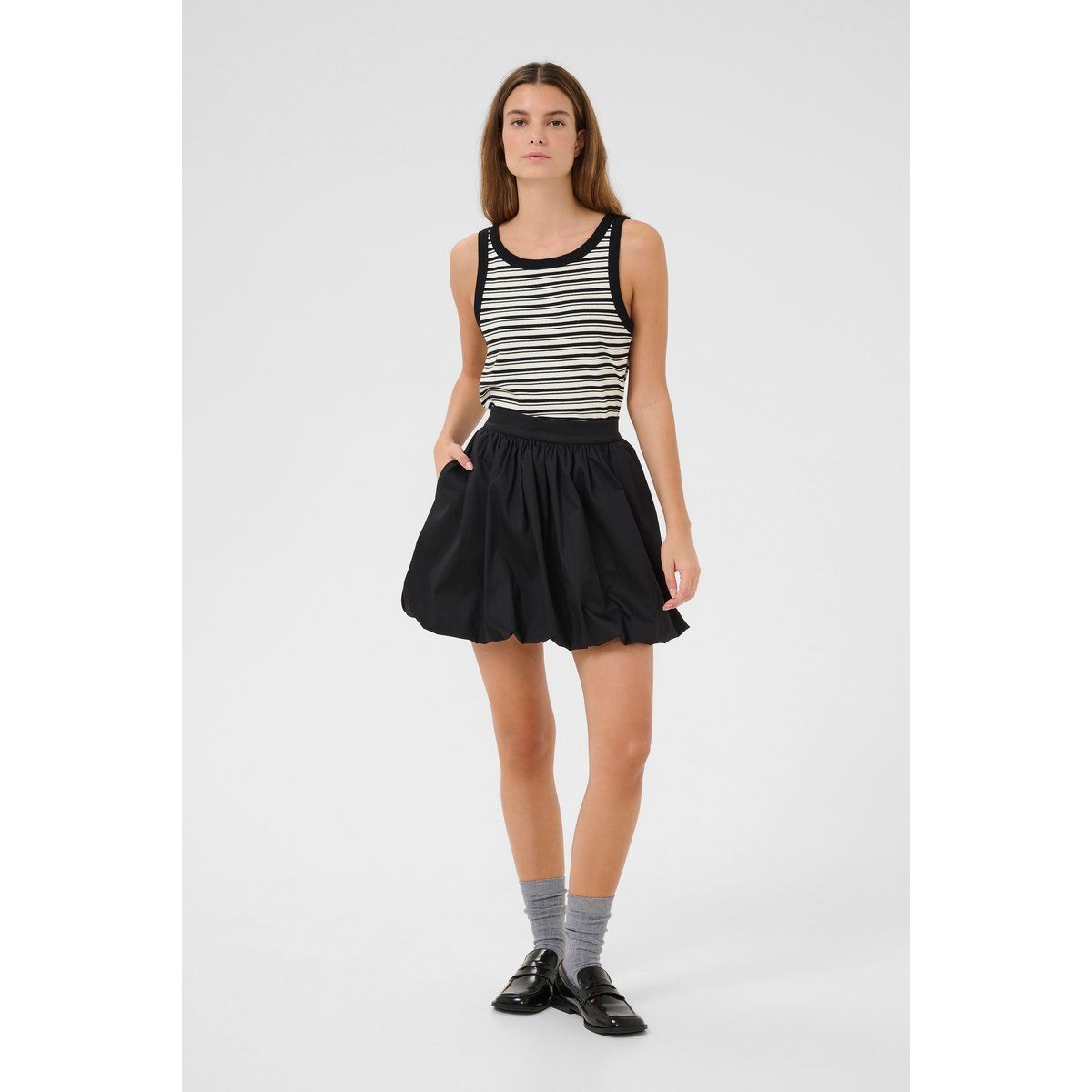 Jerseytop Slim fit Ova black stripe black white