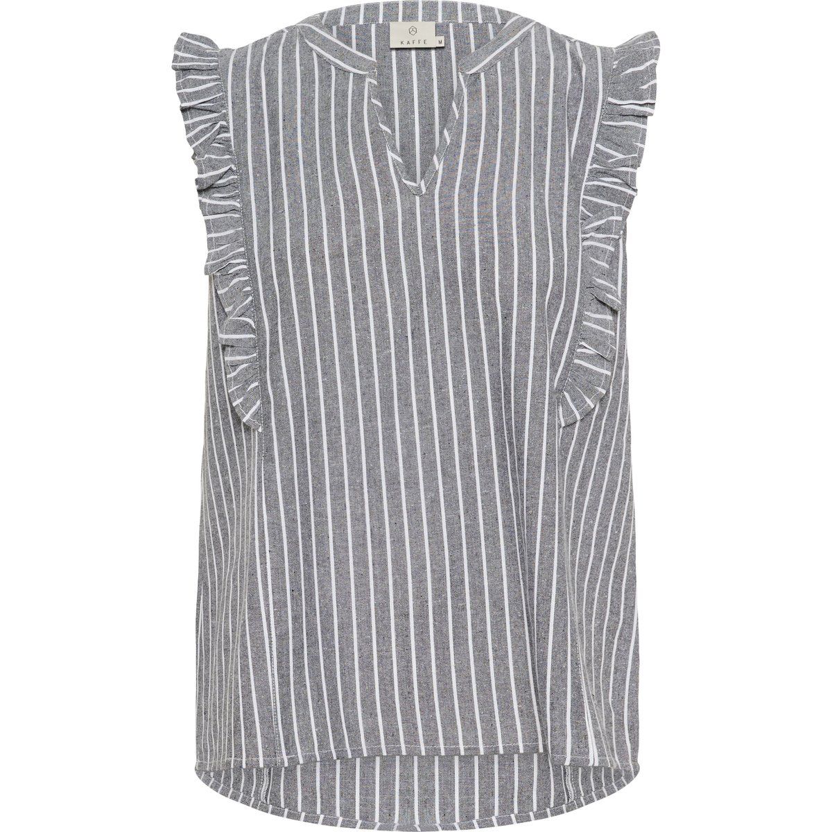 Ärmellose Bluse Regular fit Black Melange/White Stripe melange