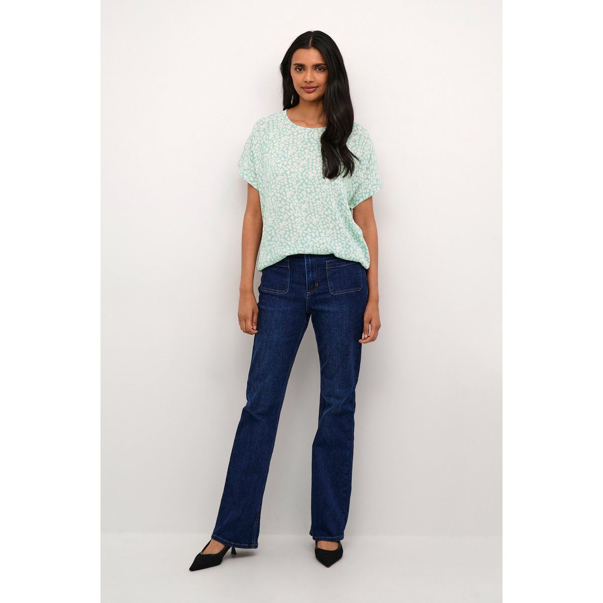 Ärmellose Bluse Loose fit Granite Green/ Chalk Flower floral