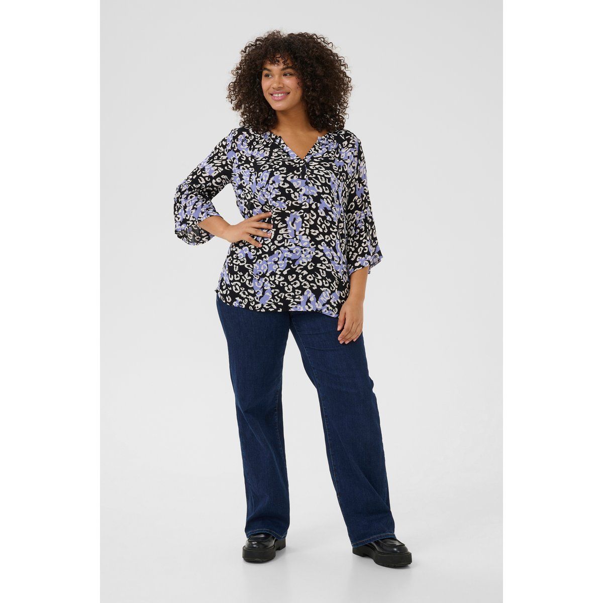 Bluse mit Blumenmuster und 3/4-Ärmeln