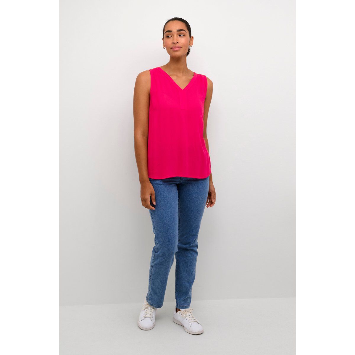 Ärmelloses V-Ausschnitt Top in Pink