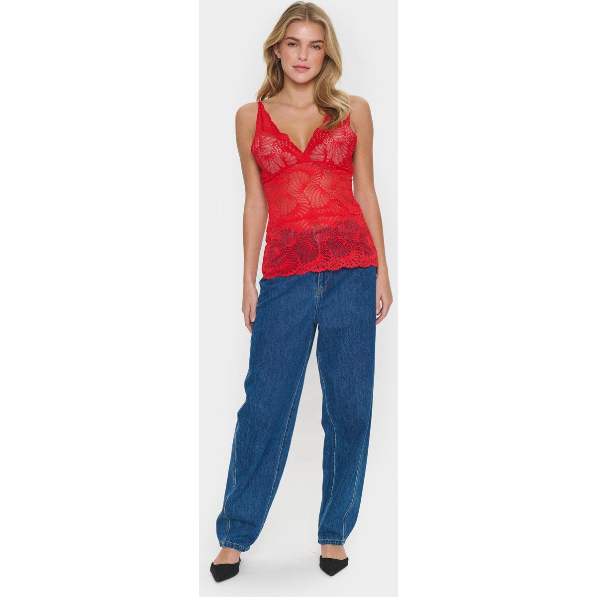 Rotes Spitzen Camisole Tank Top