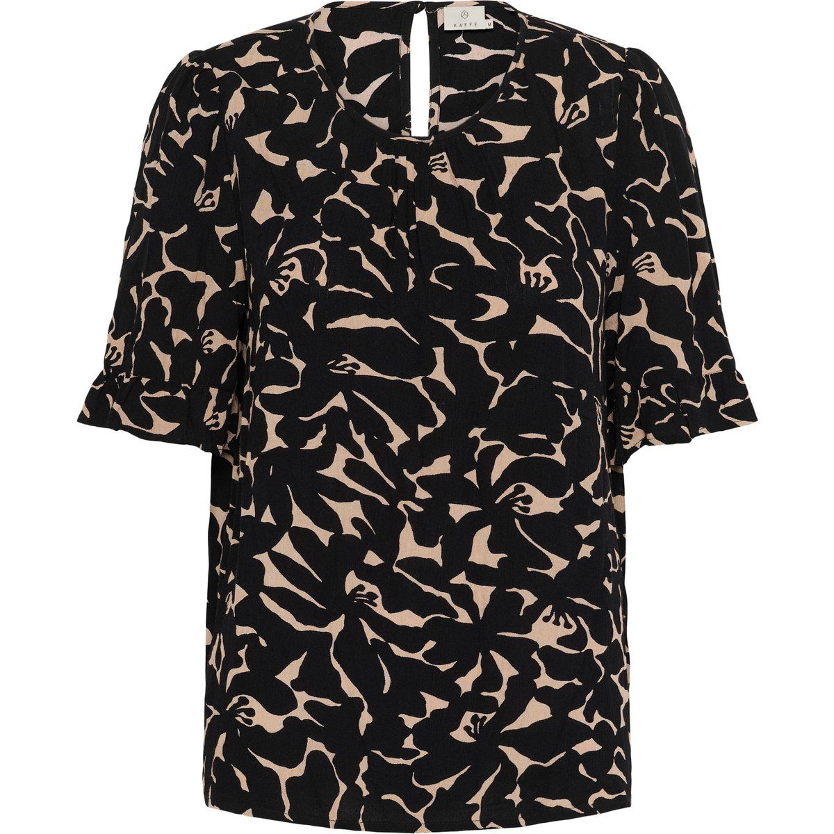 Kurzarm-Bluse Regular fit Nature/Black Flower Print floral