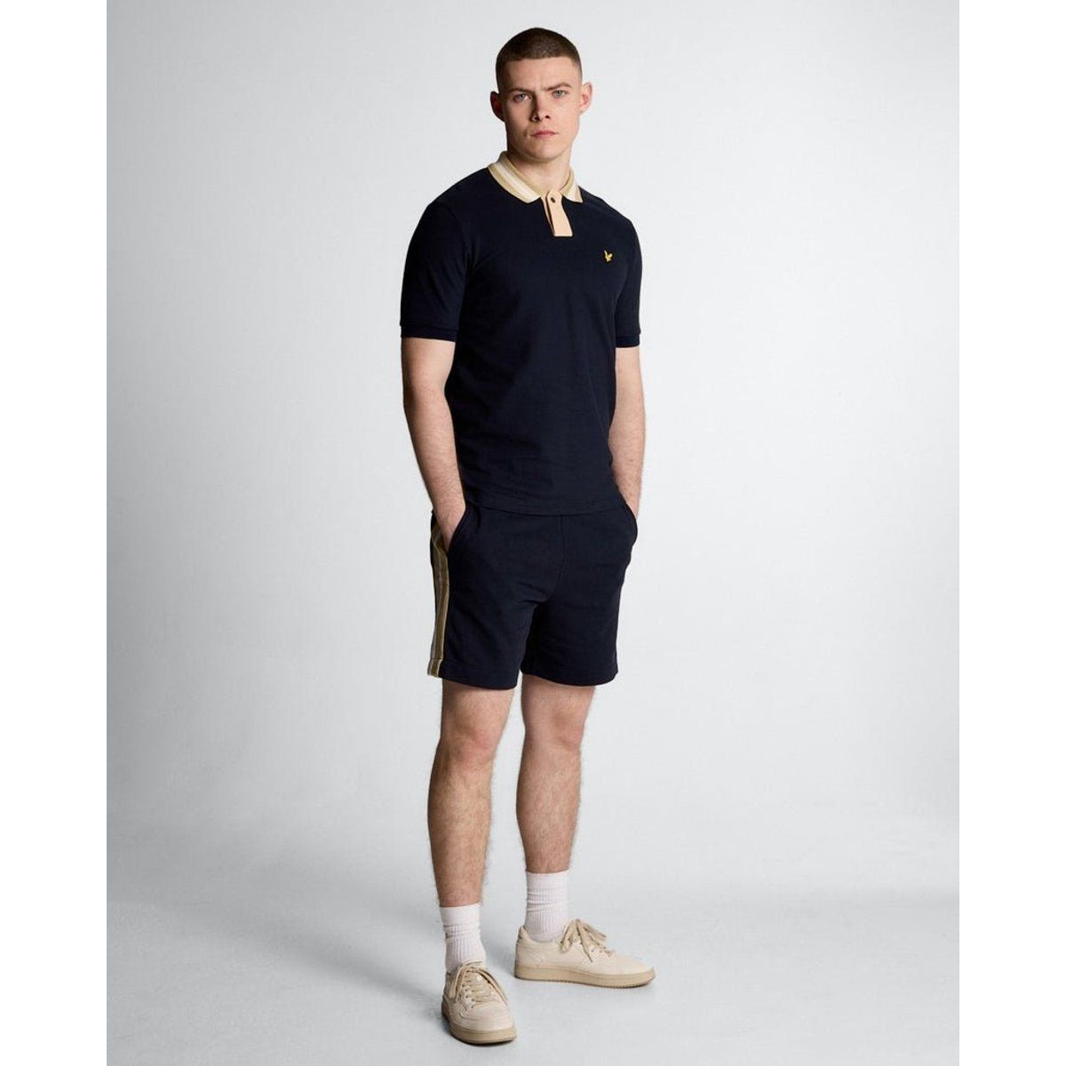 Marineblaue Baumwoll-Jersey-Sweatshorts