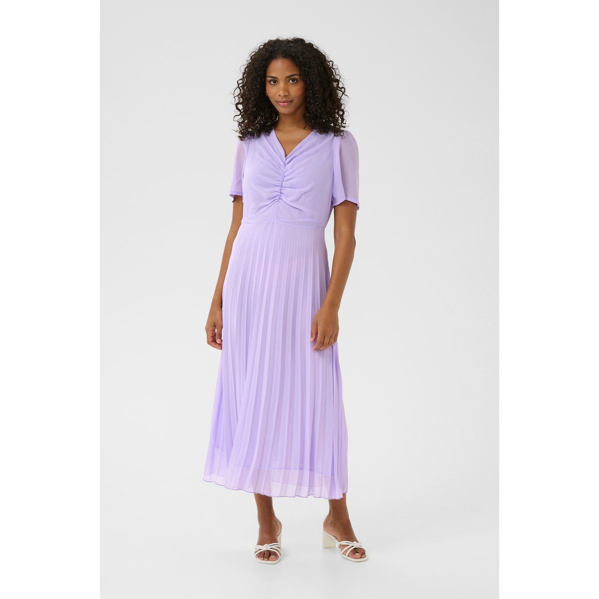 Elegantes Plissee-Midikleid mit Ärmeln