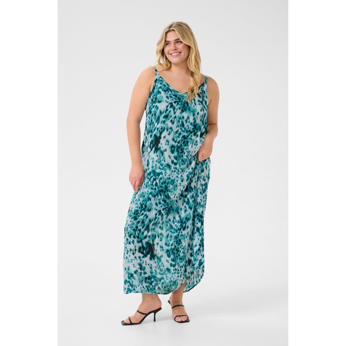 Kleid A-shape Teal Leopard Print teal