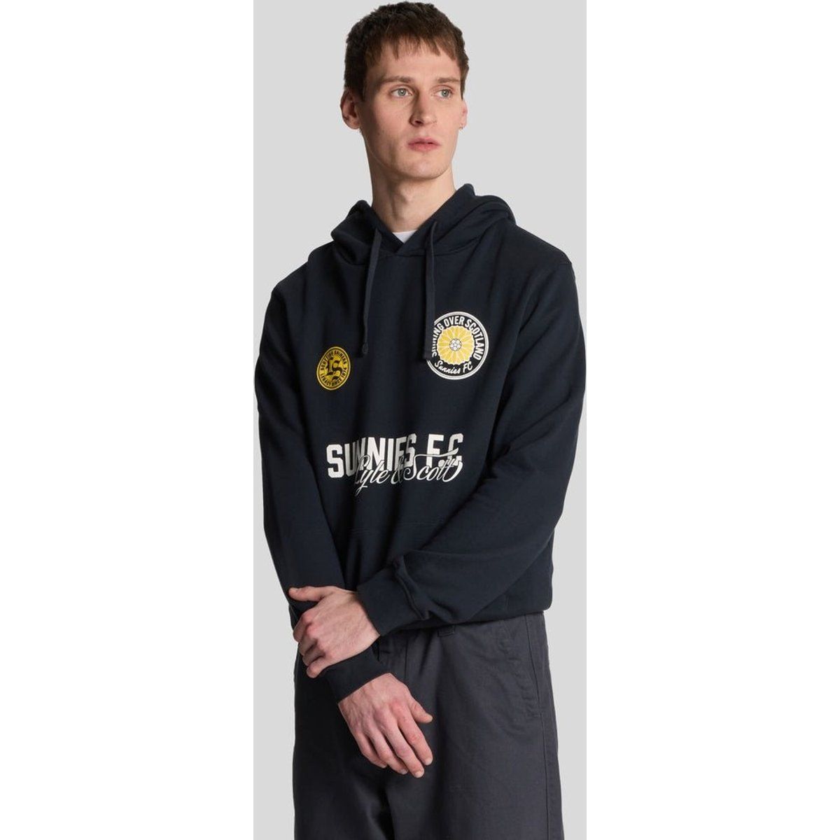 Baumwoll-Pullover-Hoodie mit Grafikprint