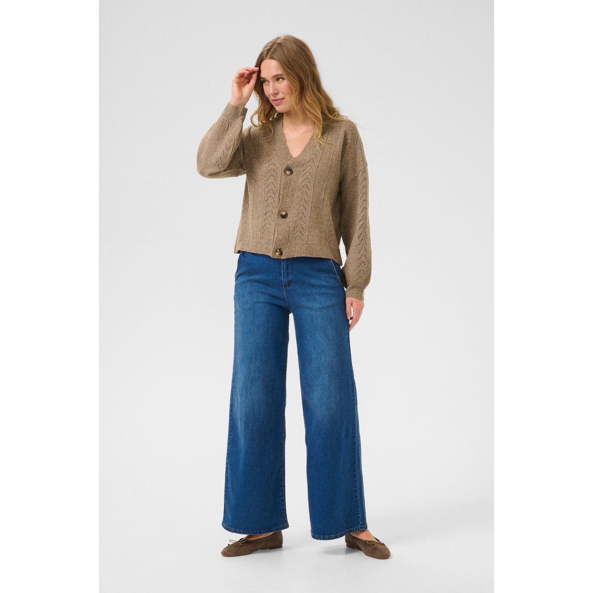 Strickjacke Straight fit Walnut Melange beige