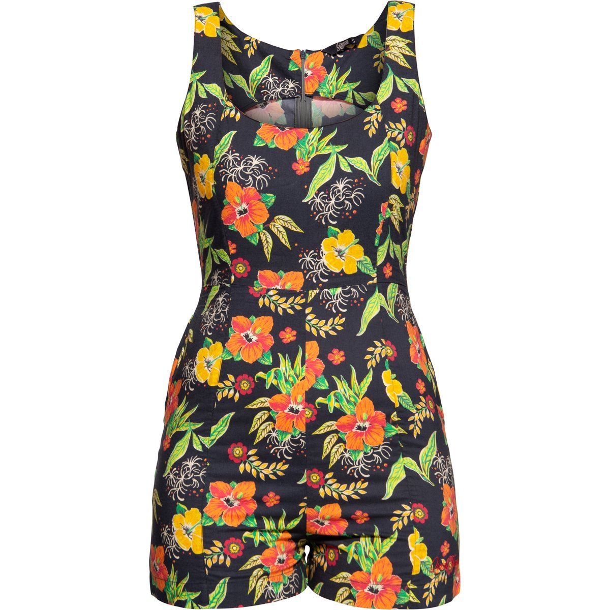 Vintage Jumpsuit mit tropischem Print
