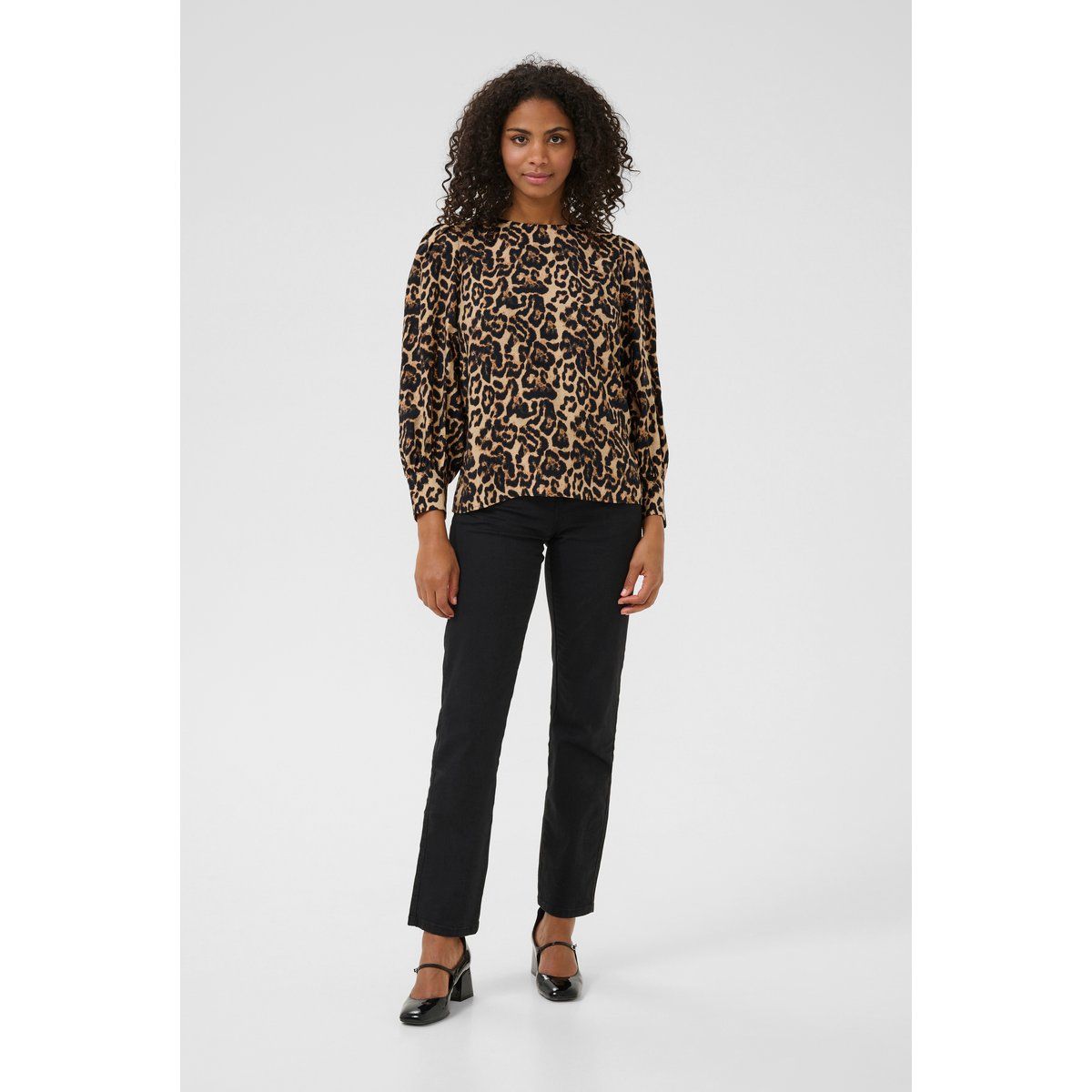 Langärmelige Bluse mit Leopardenmuster