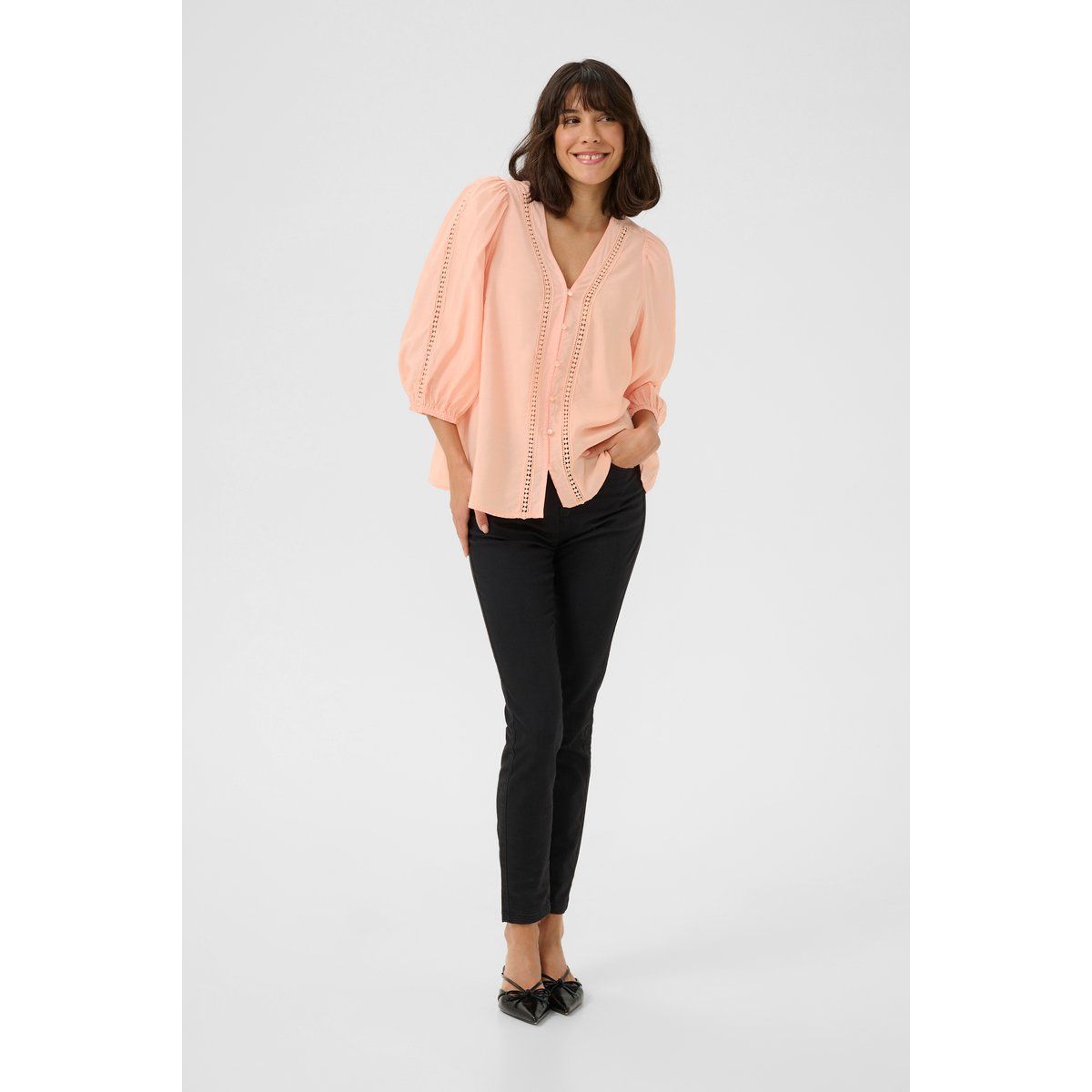 Langarm-Bluse Loose fit Peach