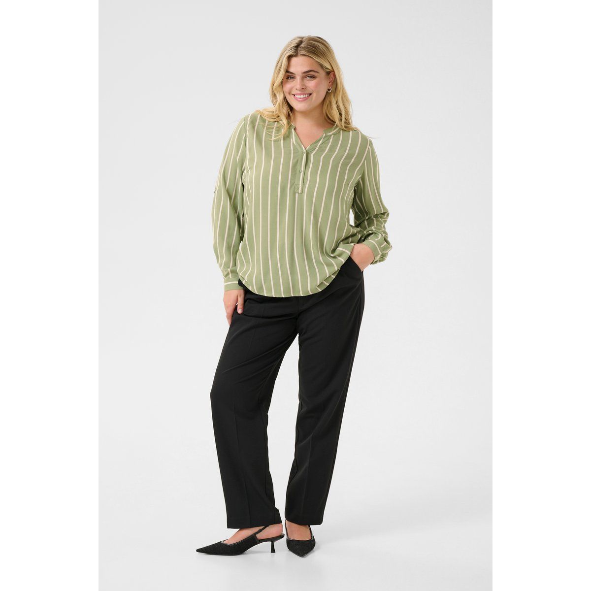 Gestreifte Langarm Bluse Regular Fit