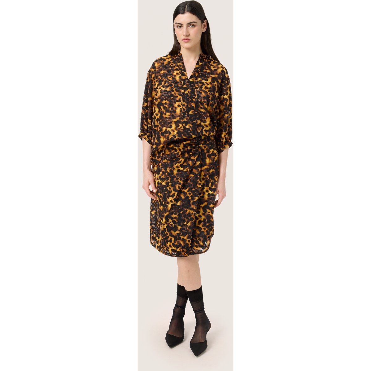 Lockere Bluse mit Schildpatt-Muster