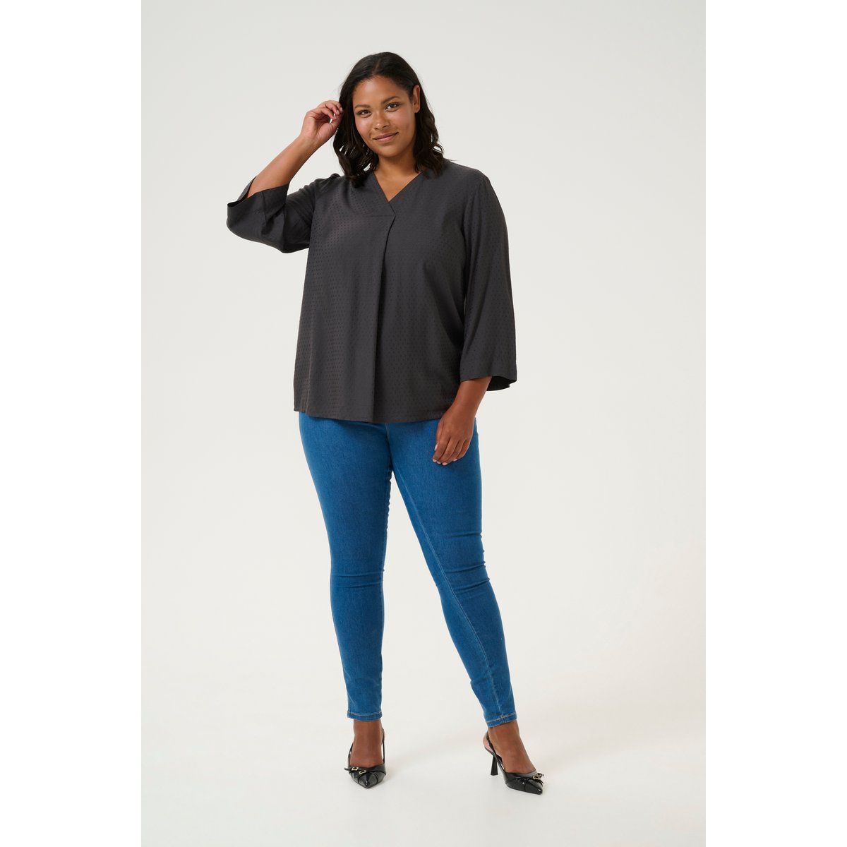 Elegante Regular Fit 3/4-Arm Bluse