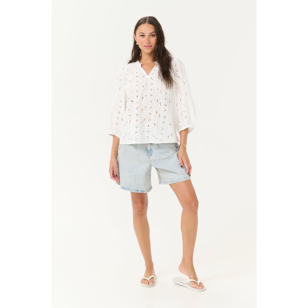 Langarm-Bluse Regular fit Chalk white