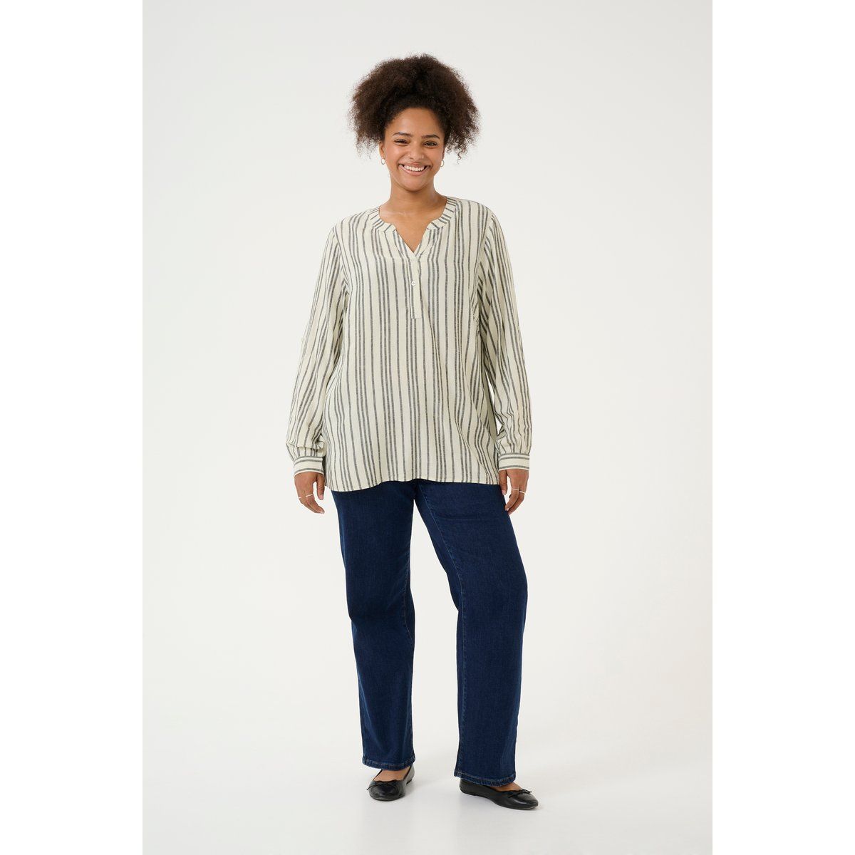 Gestreifte Langarm-Bluse mit Relaxed Fit