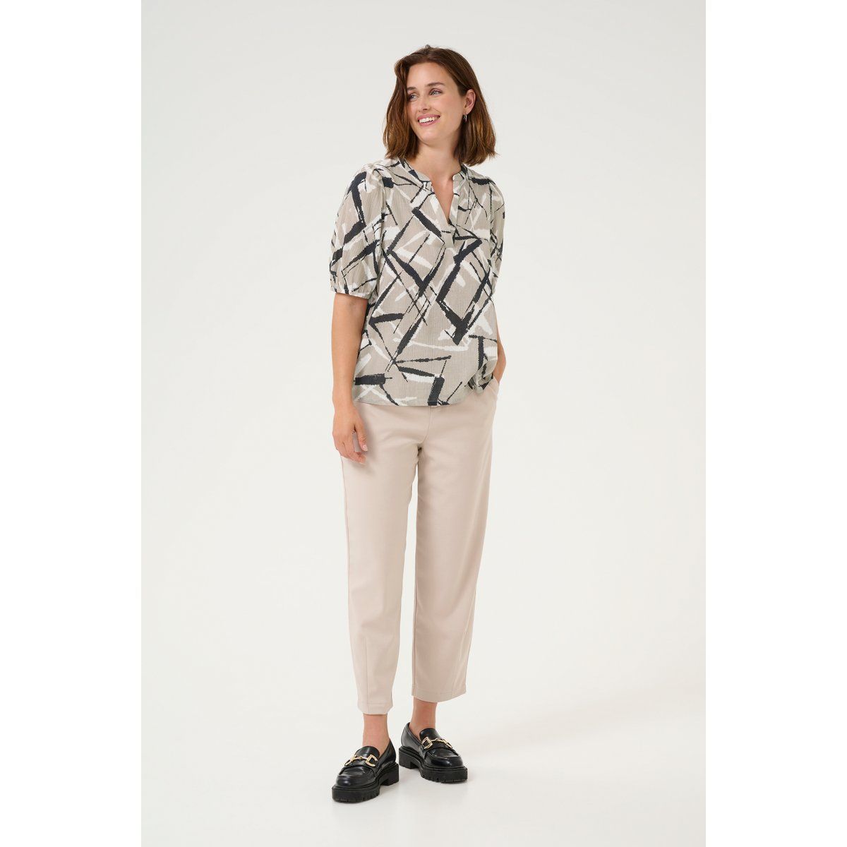 Baumwollbluse mit Grafik-Print