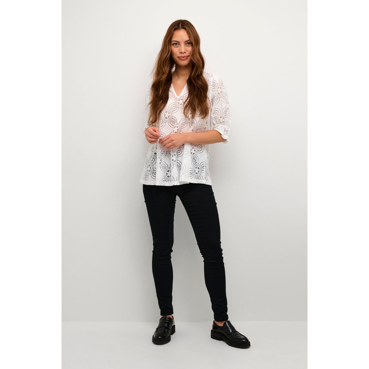 Bluse mit floraler Spitze in Relaxed Fit