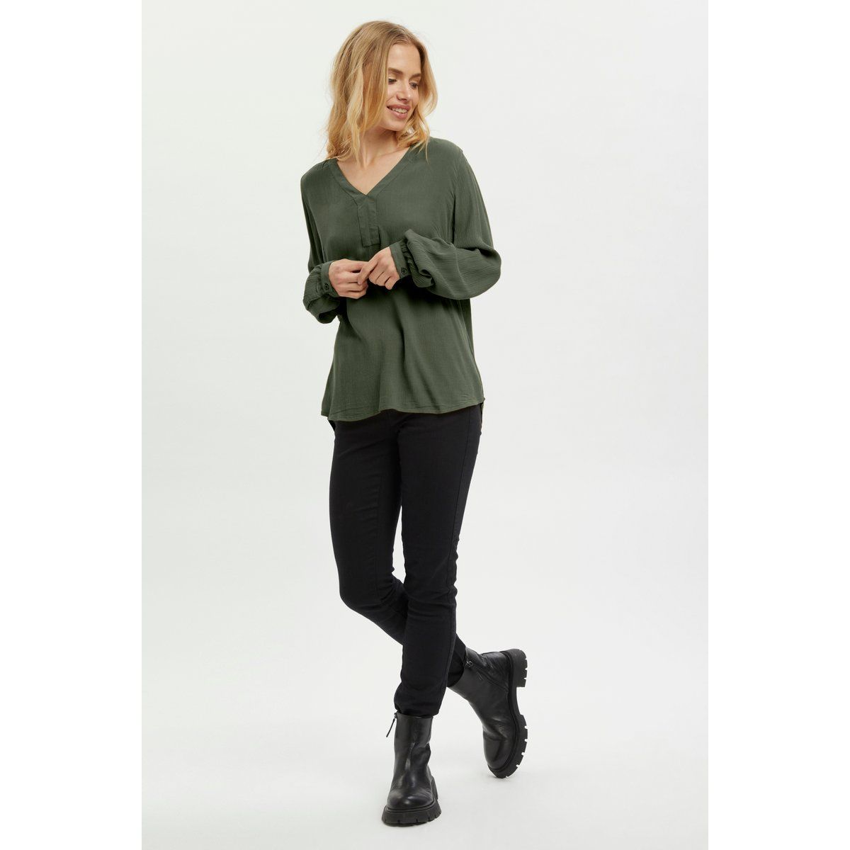 Langarm-Bluse Regular fit Grape Leaf green