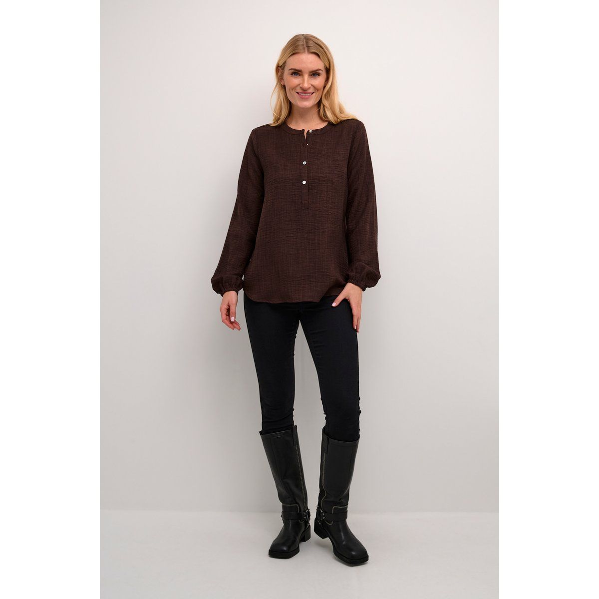 Langarm-Bluse Regular fit Java CC brown