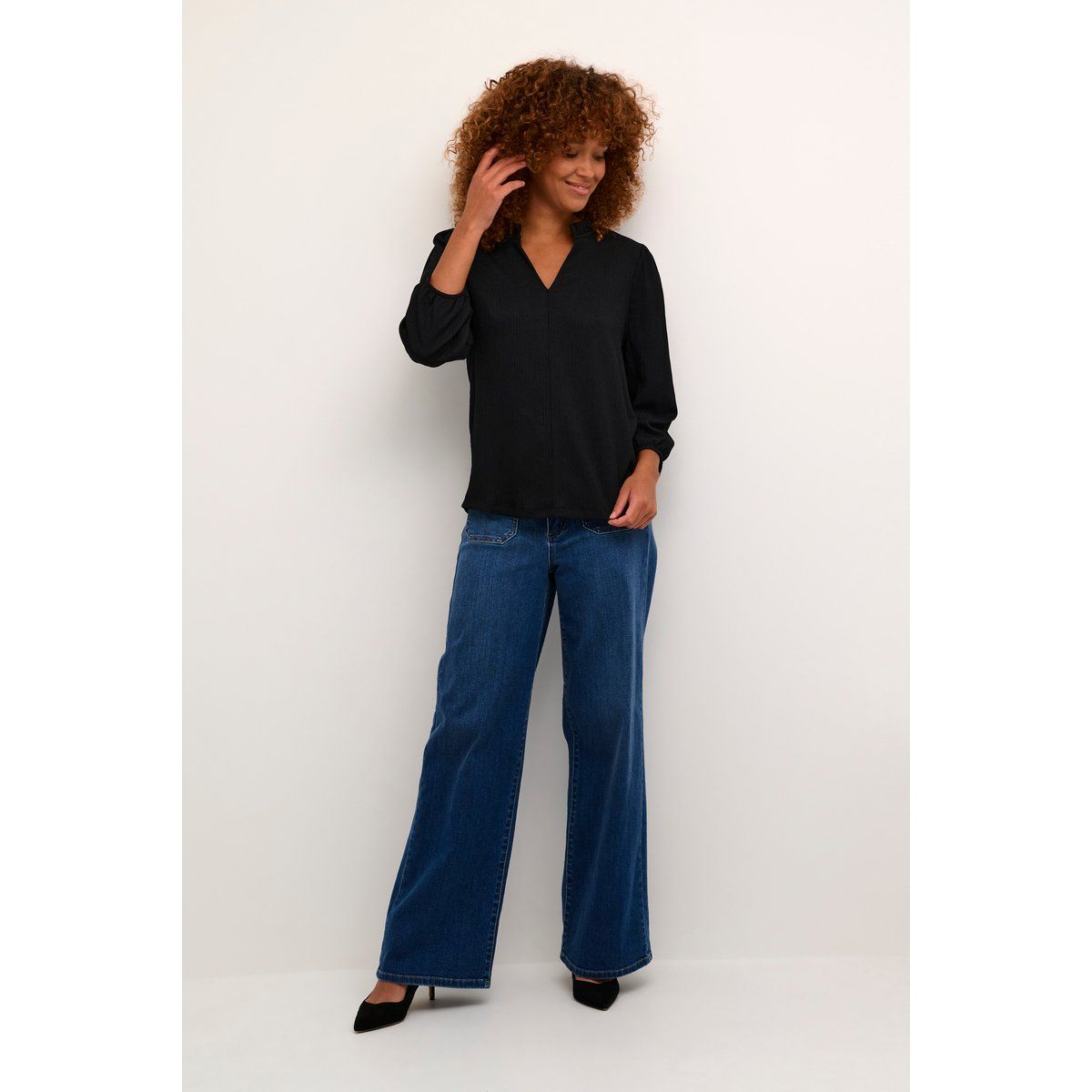 Langarm-Bluse Regular fit Black