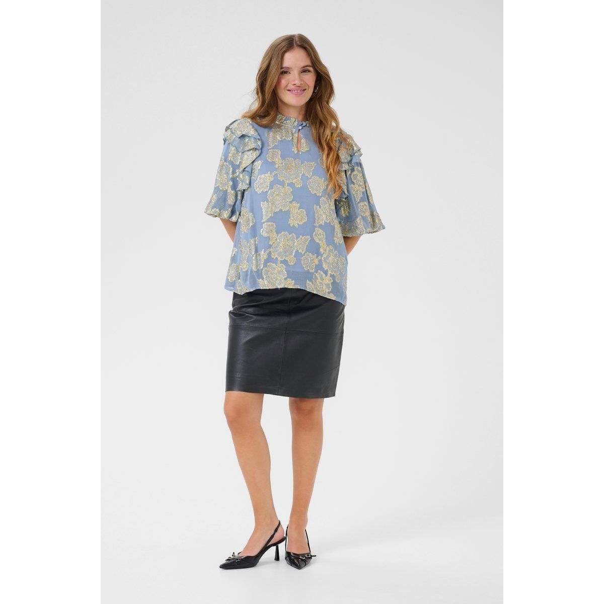 Bluse mit Rüschen und Blumenmuster