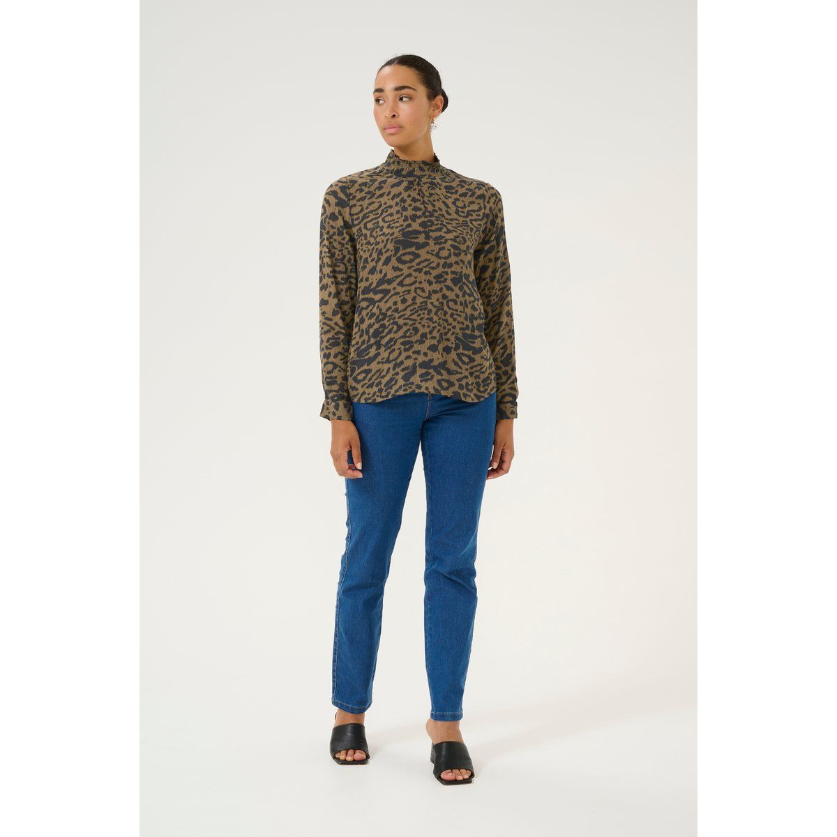Langarm-Bluse Regular fit Major Brown/Black Leopard