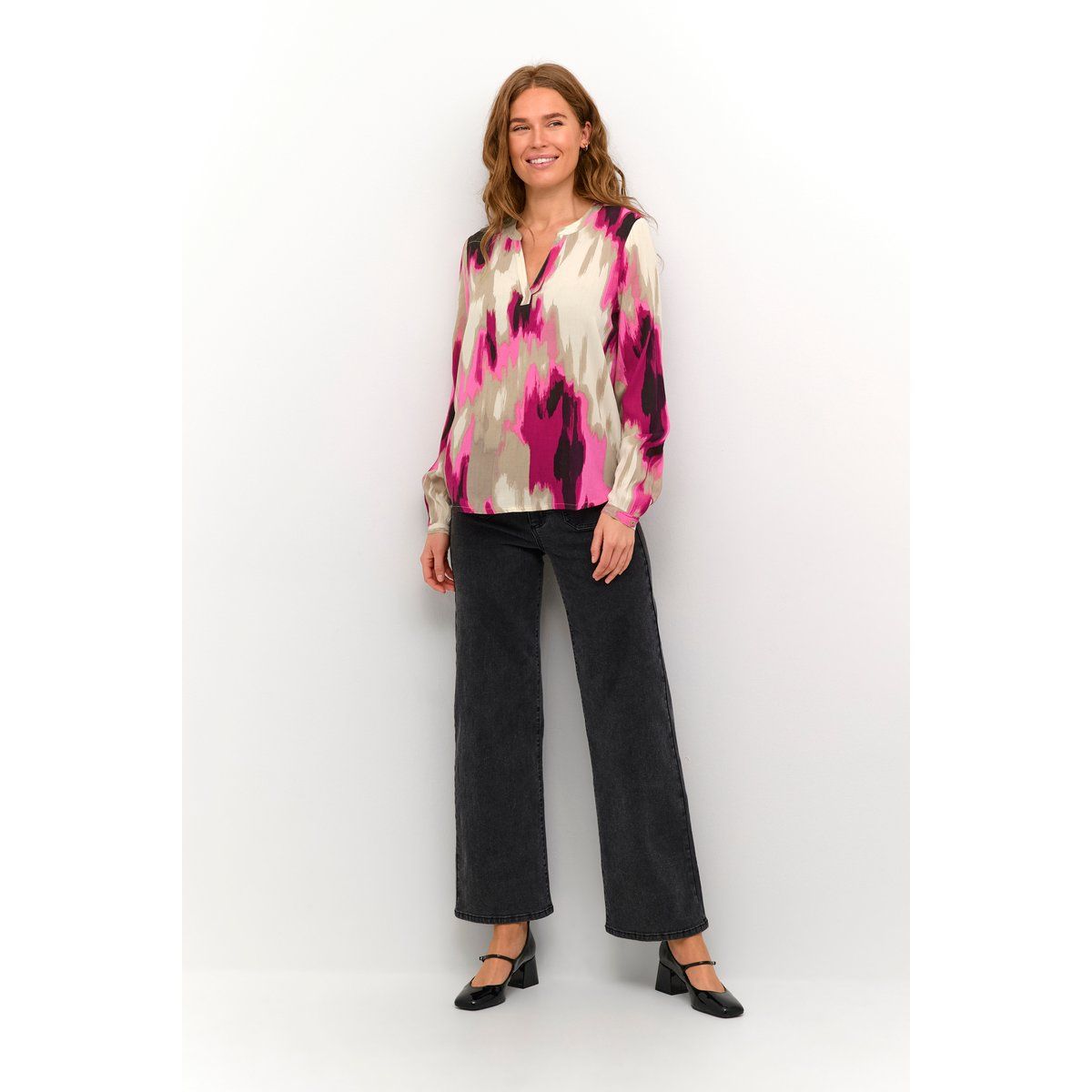 Langarm-Bluse Regular fit Pink Abstract Print pink