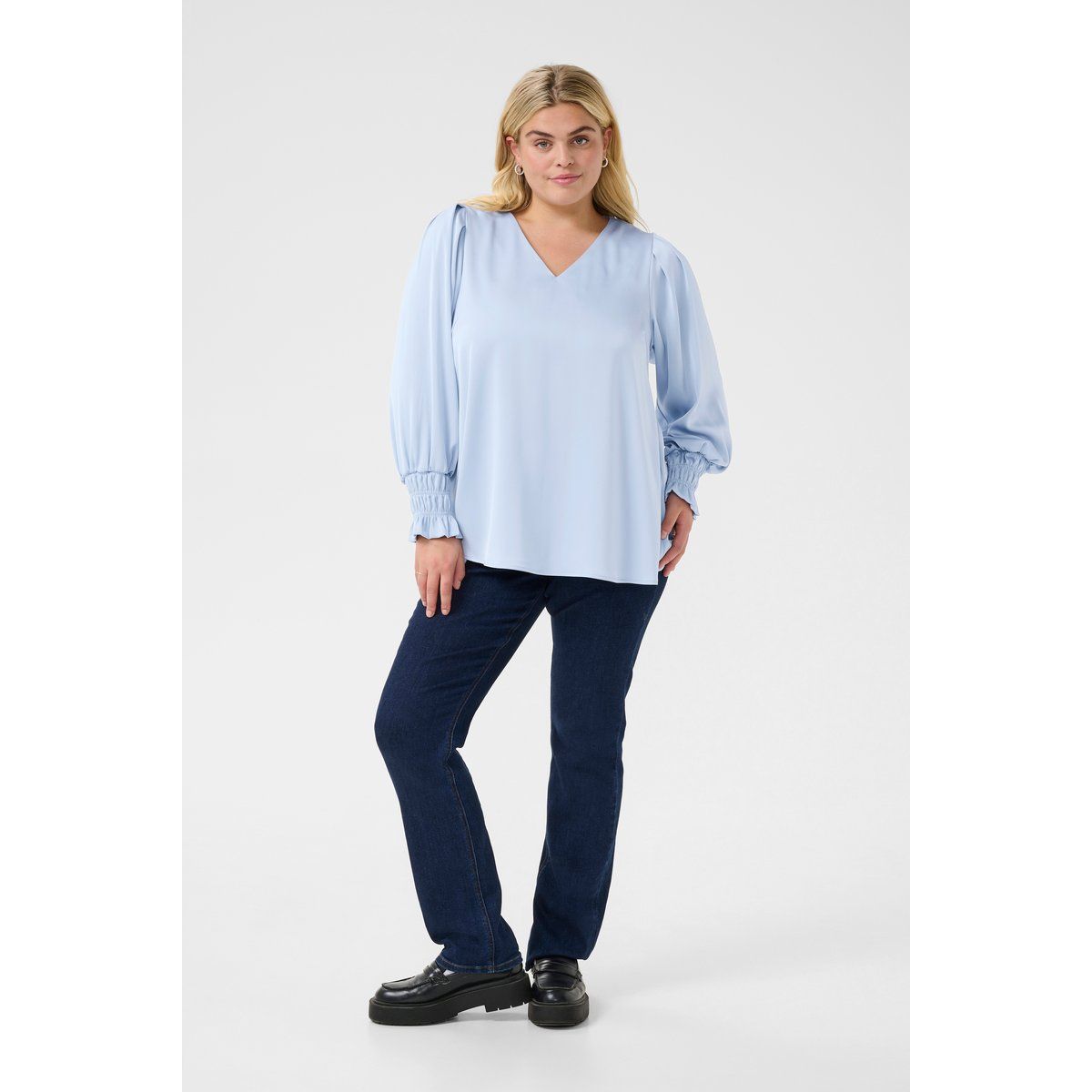 Elegante A-Linien Bluse mit Ballonärmeln