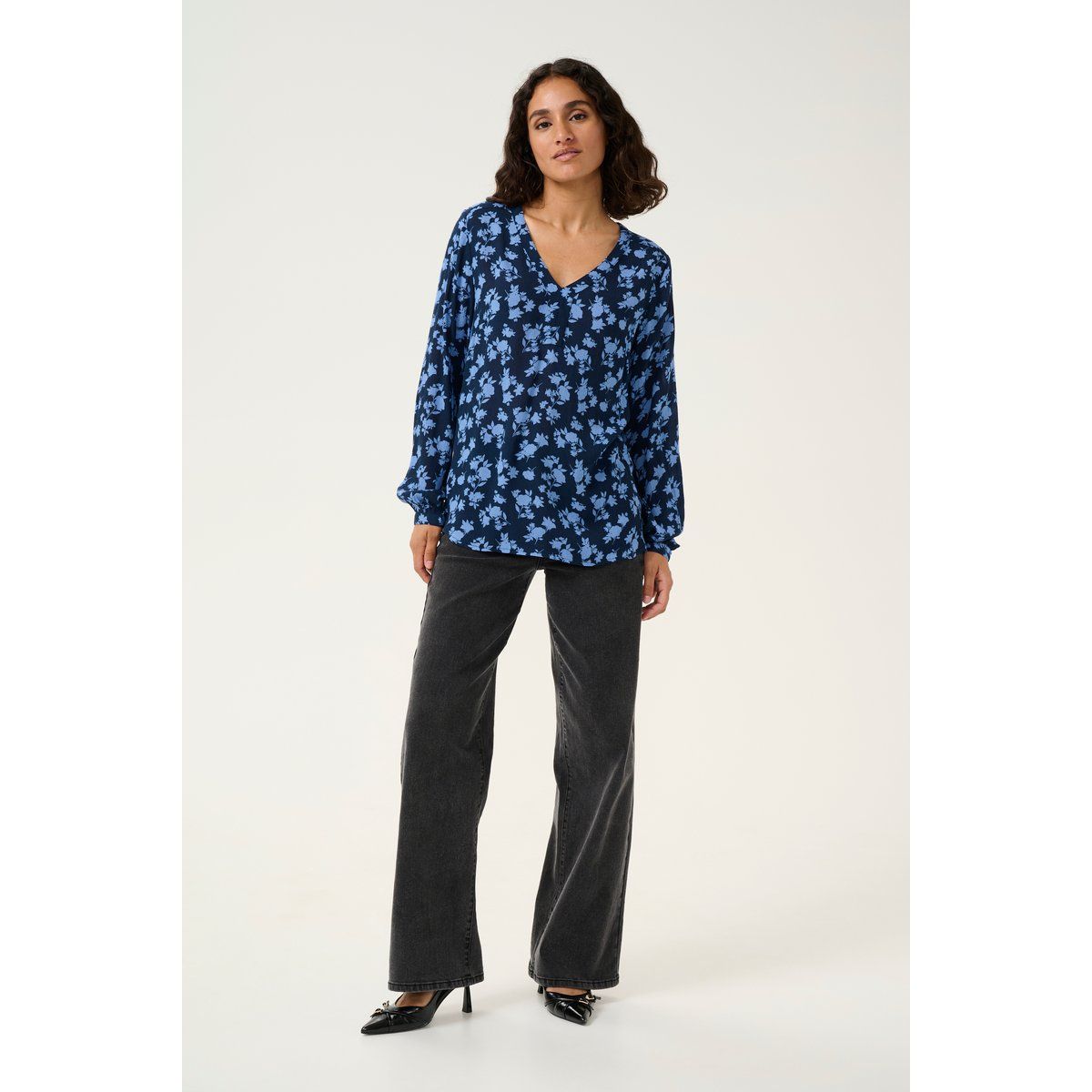 Langarm-Bluse Regular fit Midnight M./Ebb&Flow Flower floral