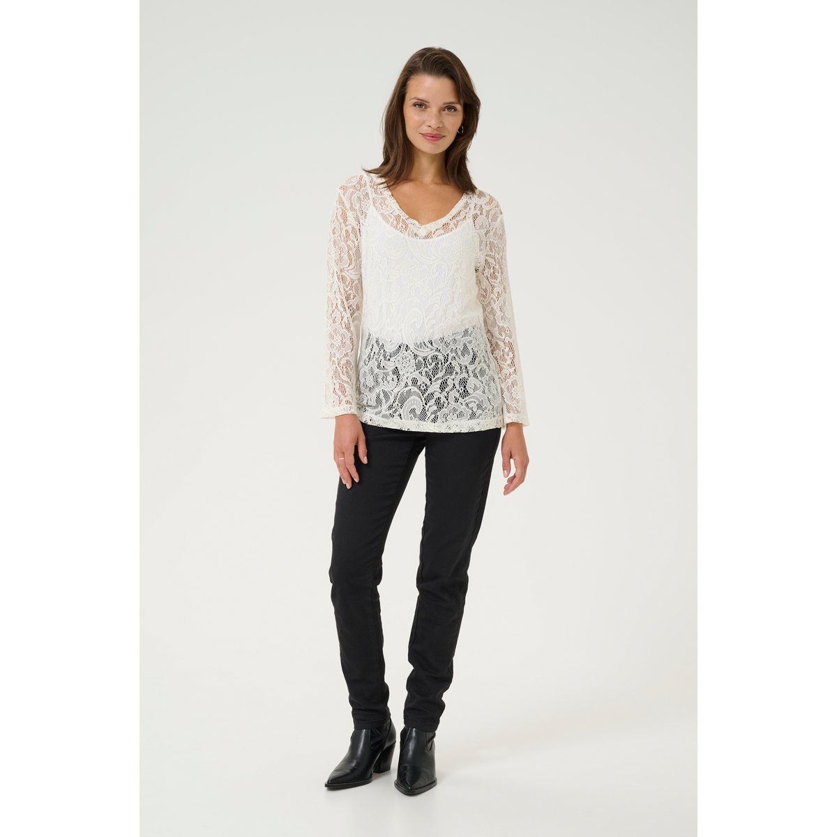 Langarm Bluse mit Spitze