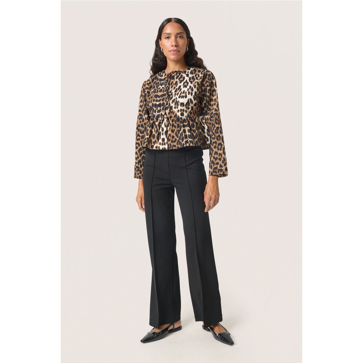 Leopardenmuster Peplum Bluse