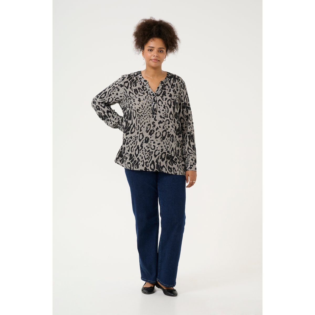 Langarmbluse mit Animal-Print